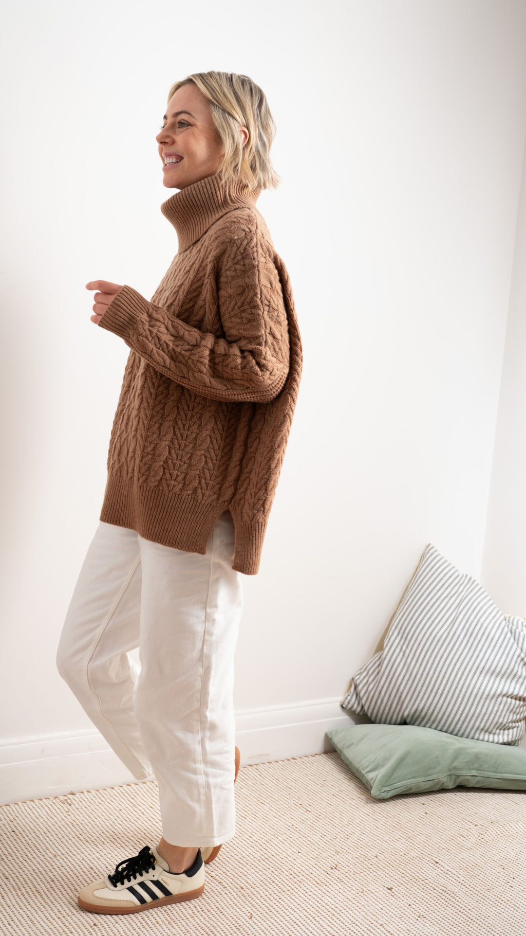 Merino Cable Rollneck - Camel