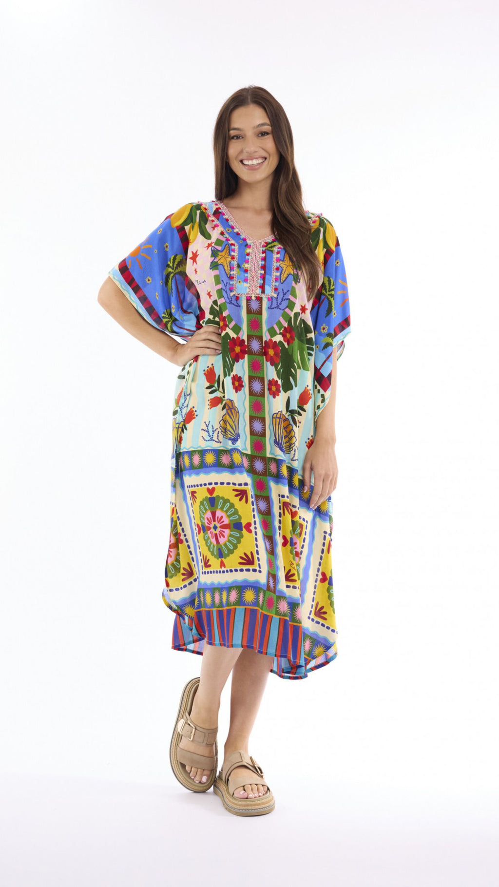 Maya V Neck Kaftan Dress