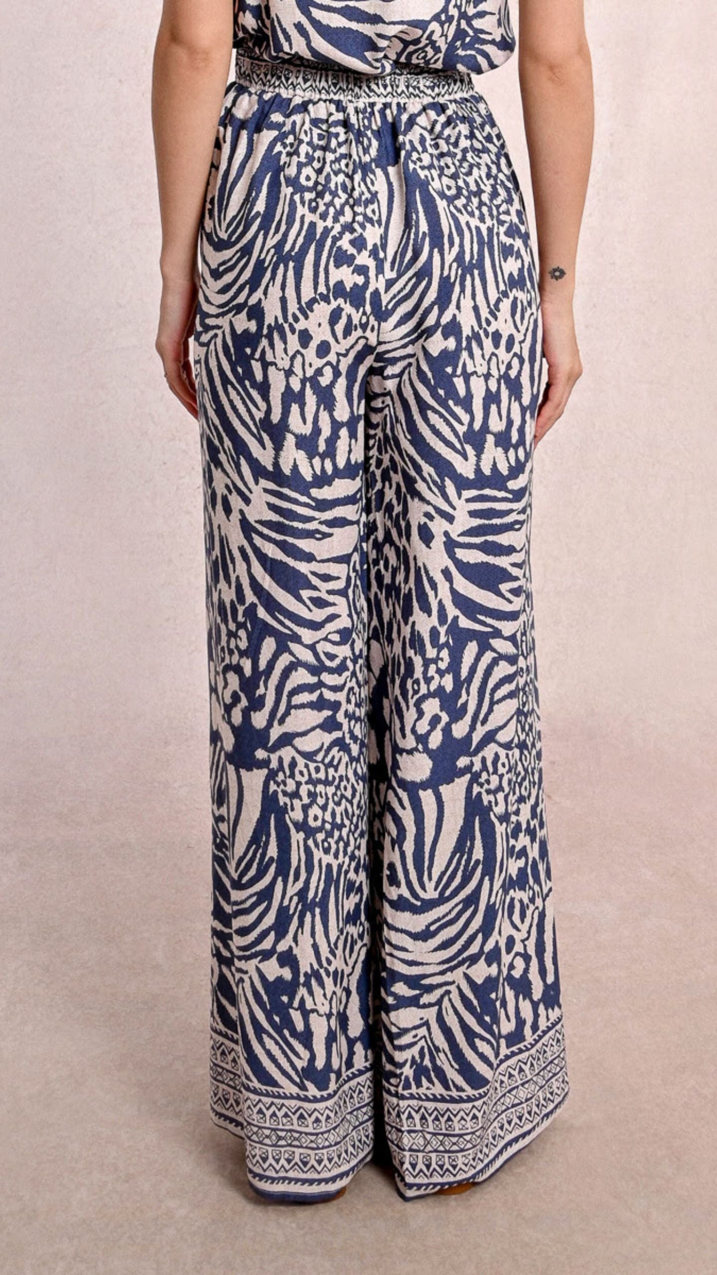 Denim Blue Animal Print Pant