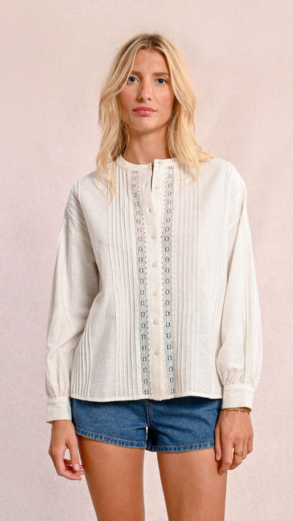 Pintuck Lace Insert Shirt