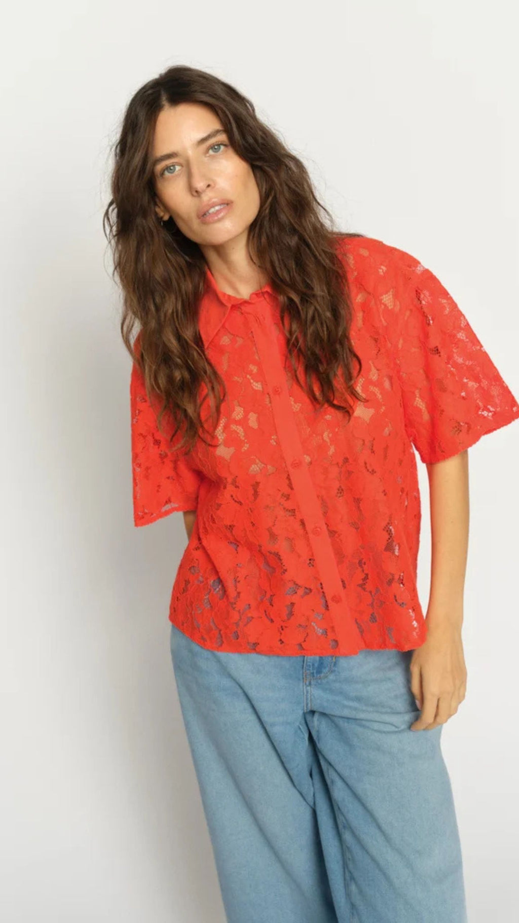 Lia River SS Lace Shirt