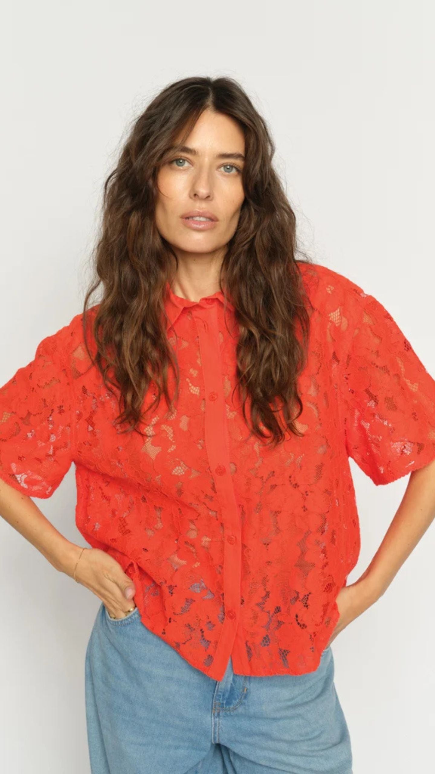 Lia River SS Lace Shirt