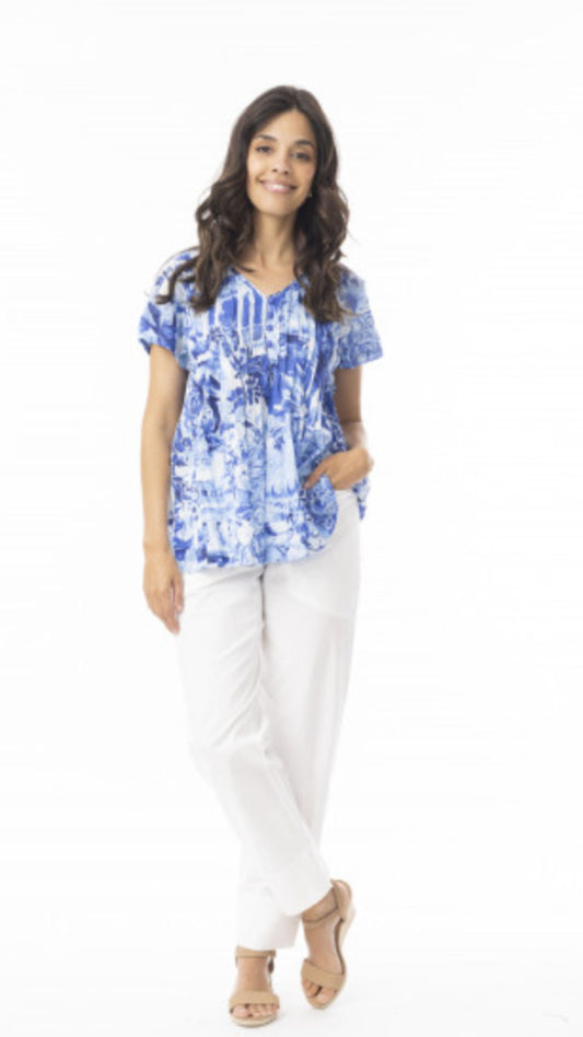 Pleated V Neck Top