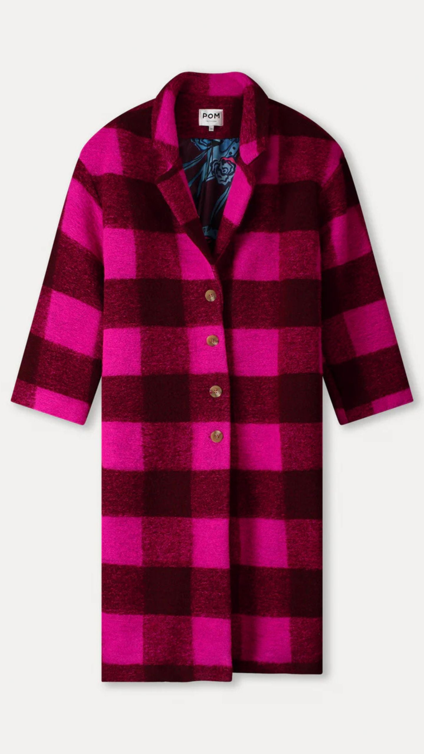 Check Plum Pink Coat