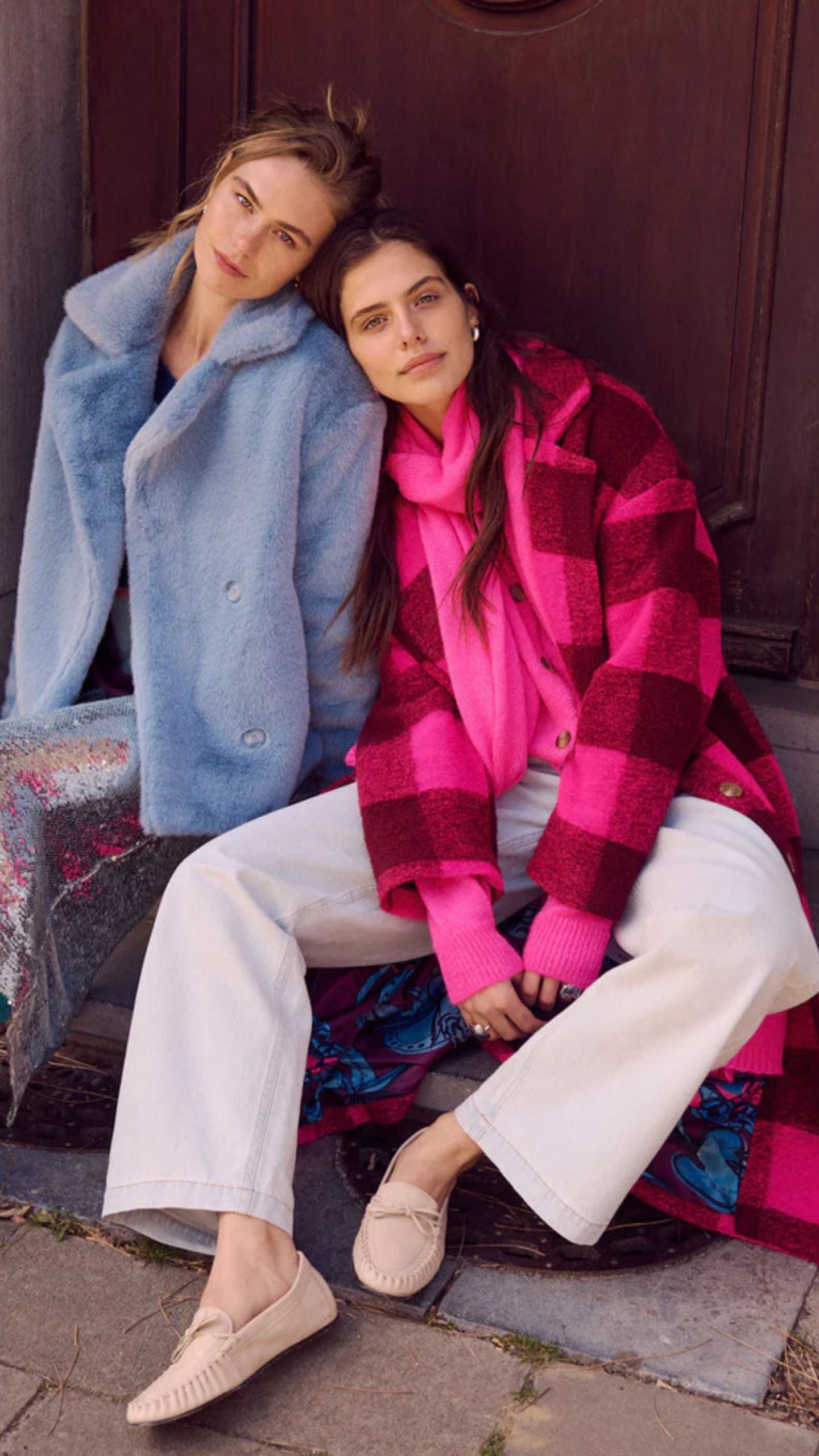 Check Plum Pink Coat