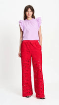 Lace Bloom Red Pants