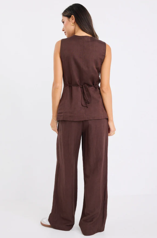 Polarity Linen Viscose Crew Neck Fitted Vest