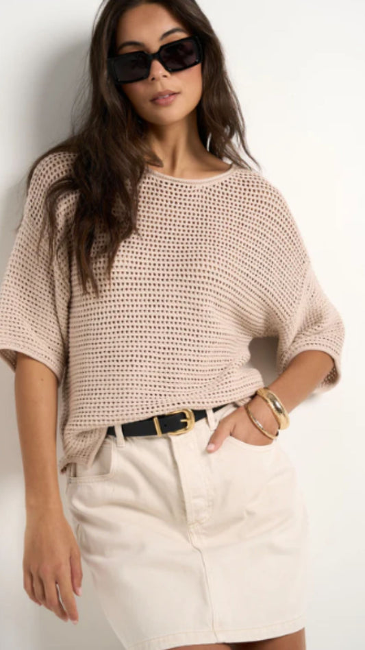 Sunrise String SS Crochet Knit Top