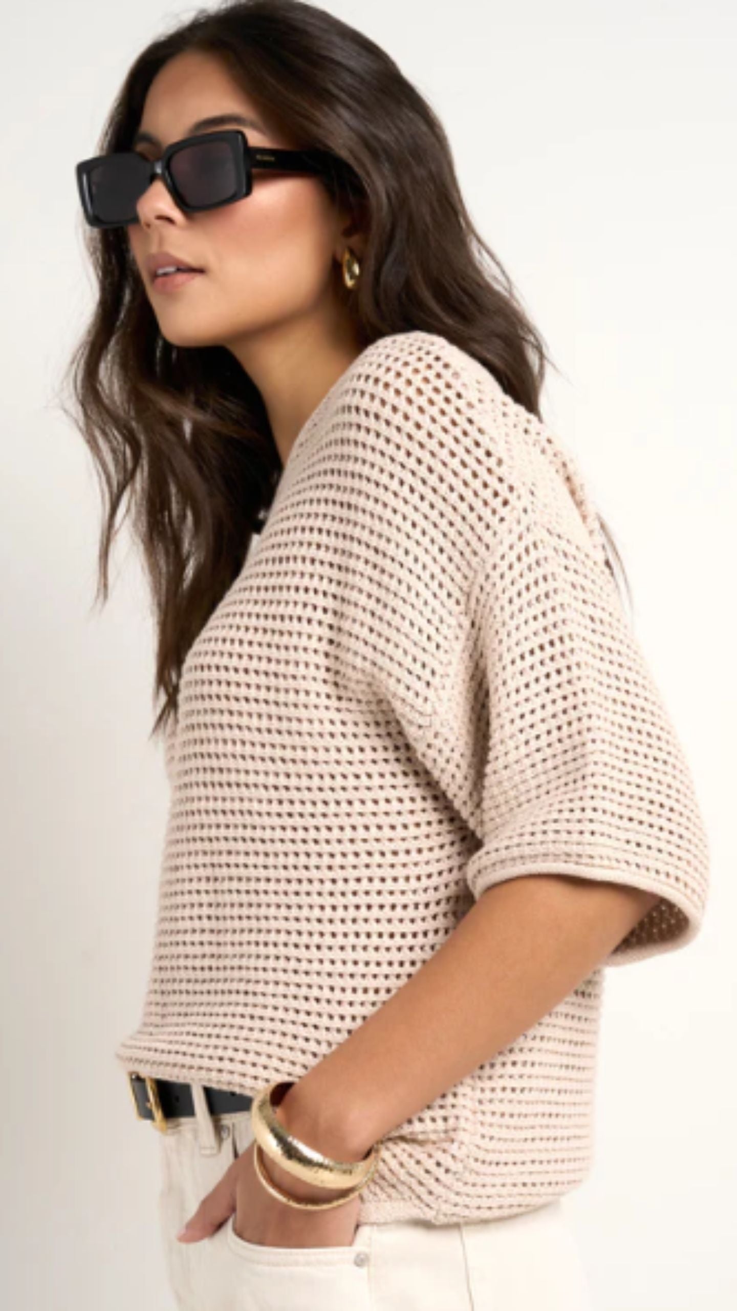 Sunrise String SS Crochet Knit Top