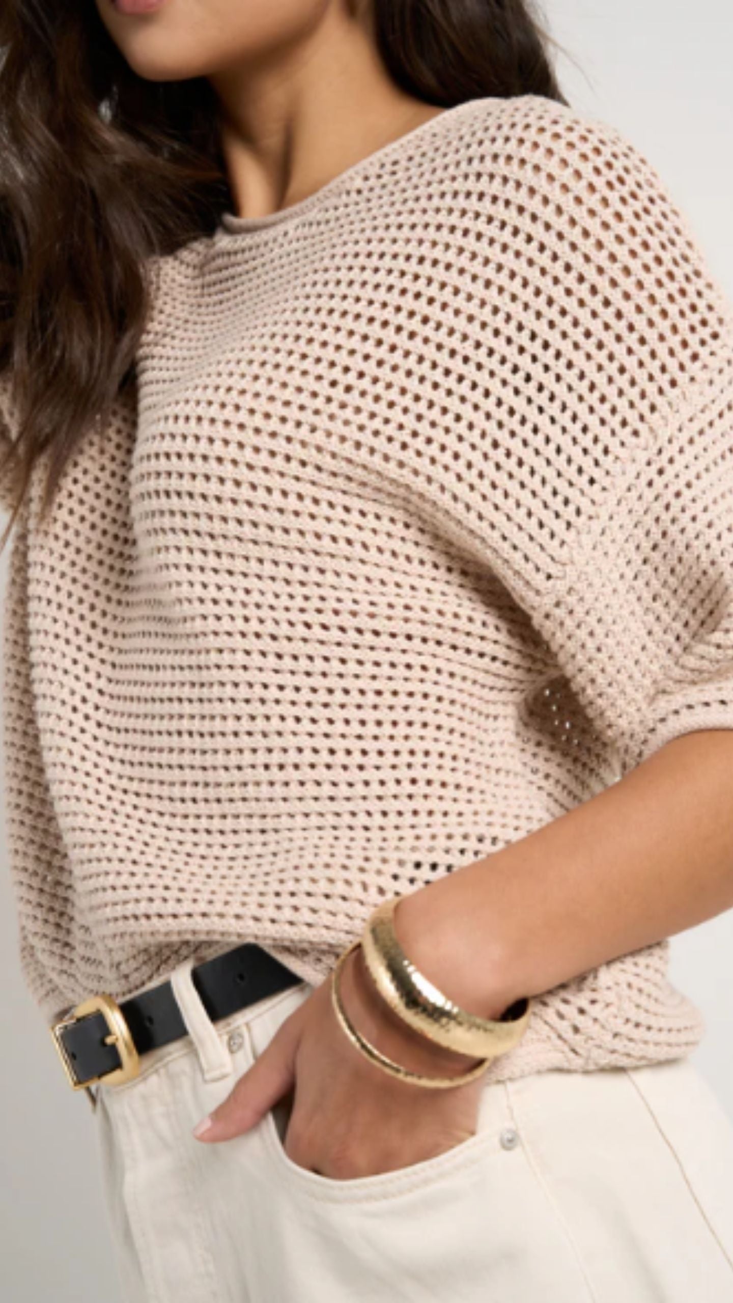 Sunrise String SS Crochet Knit Top