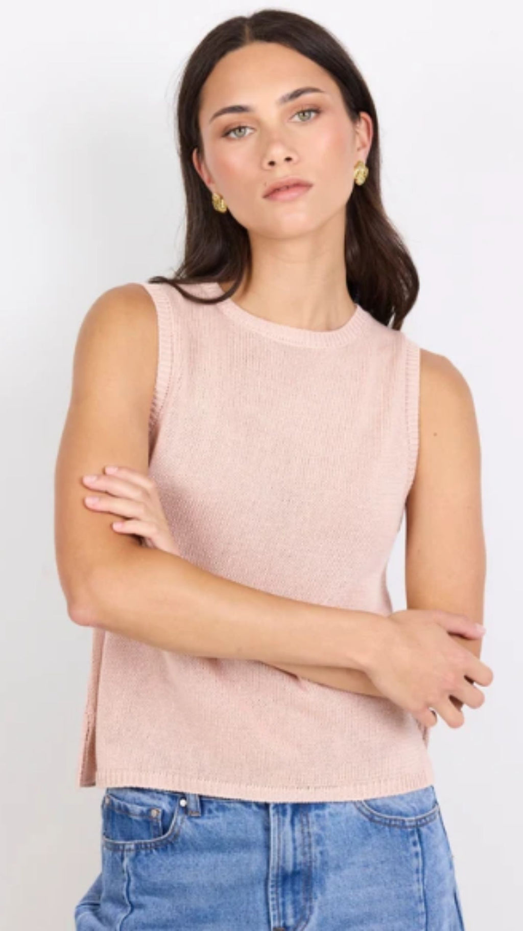 Salute Blush Relaxed Sleeveless Knit Top