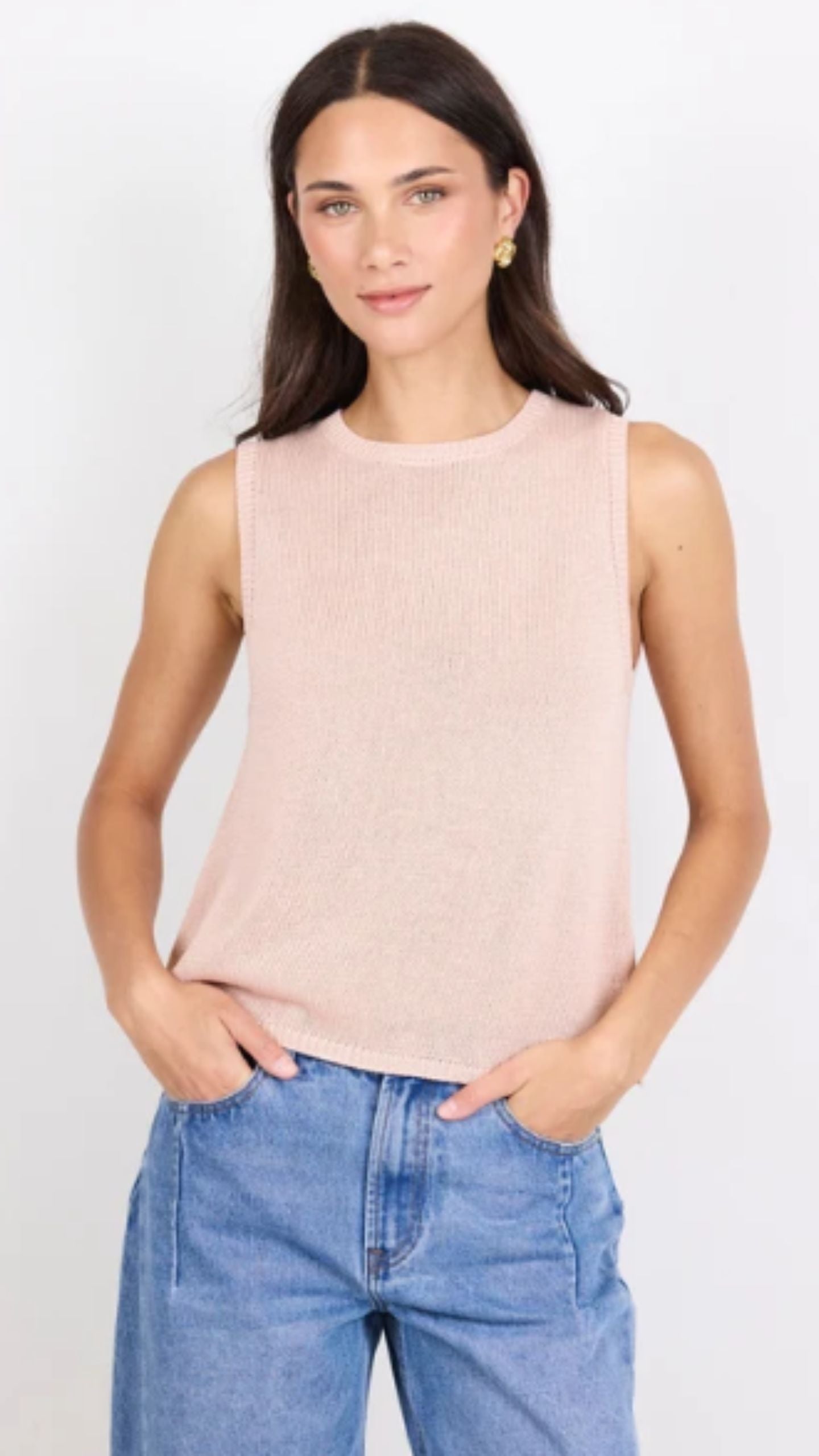 Salute Blush Relaxed Sleeveless Knit Top