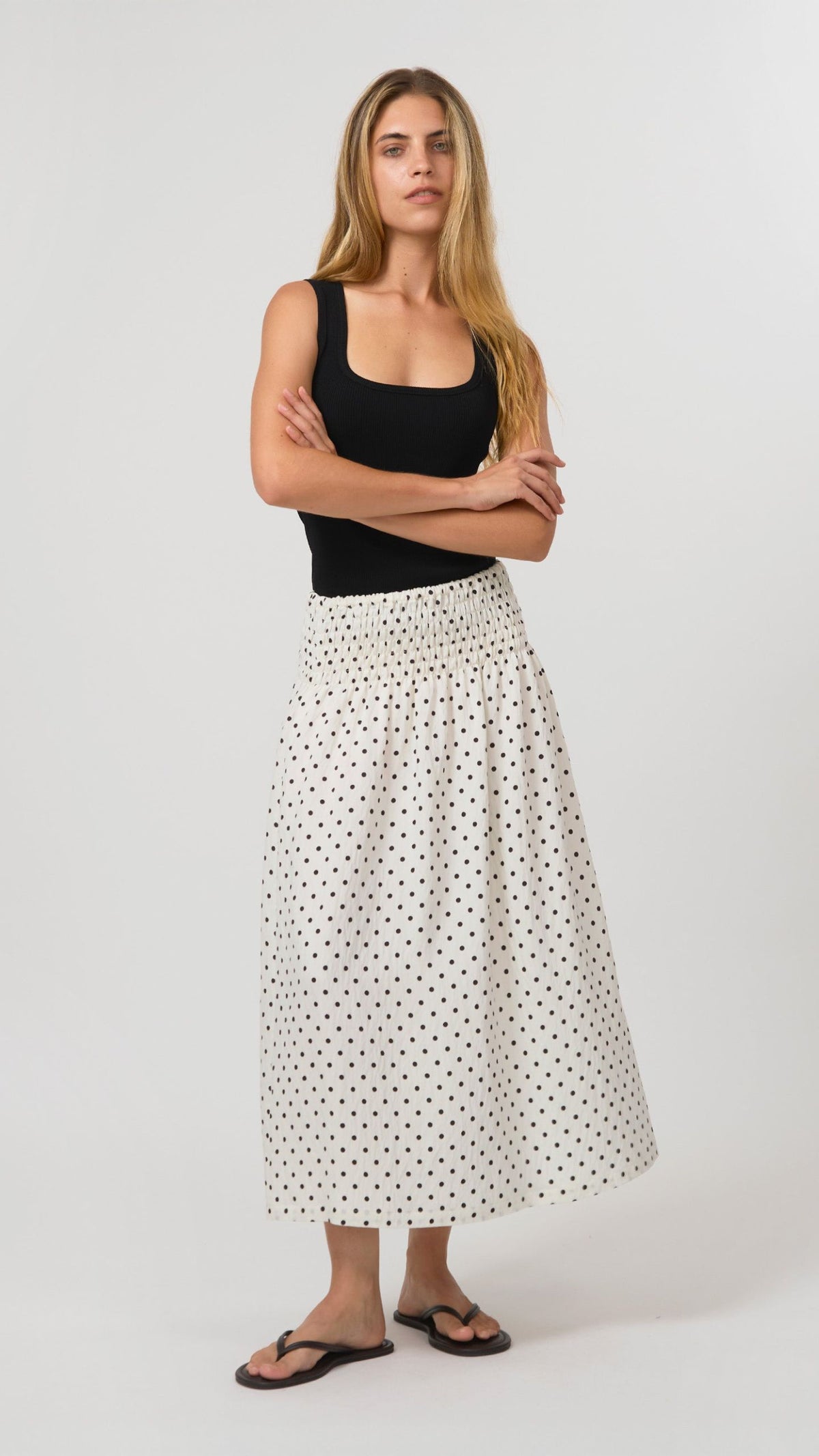 Zita Skirt White/Black Spot