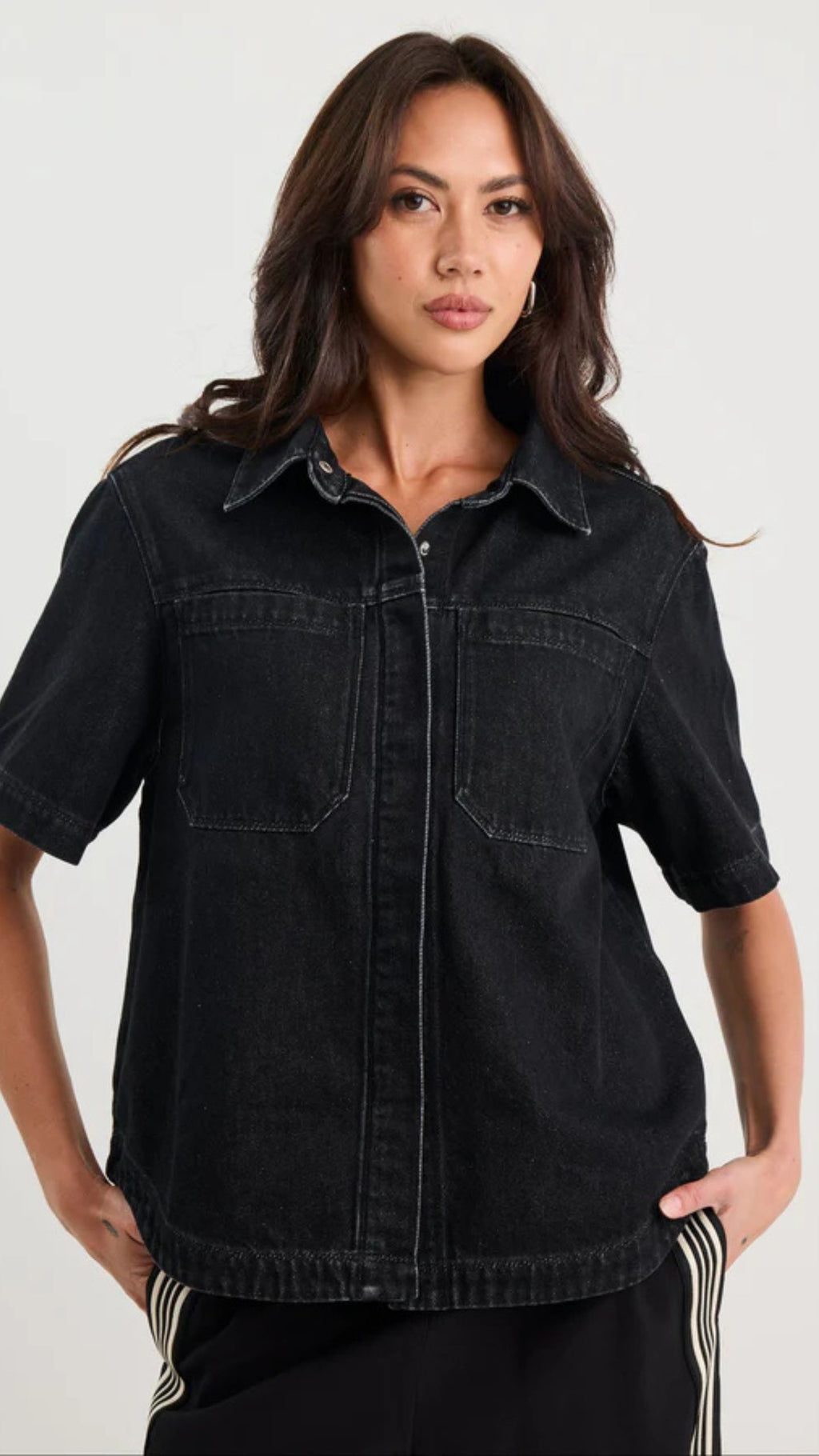 Crucial Denim Short Sleeve Shacket