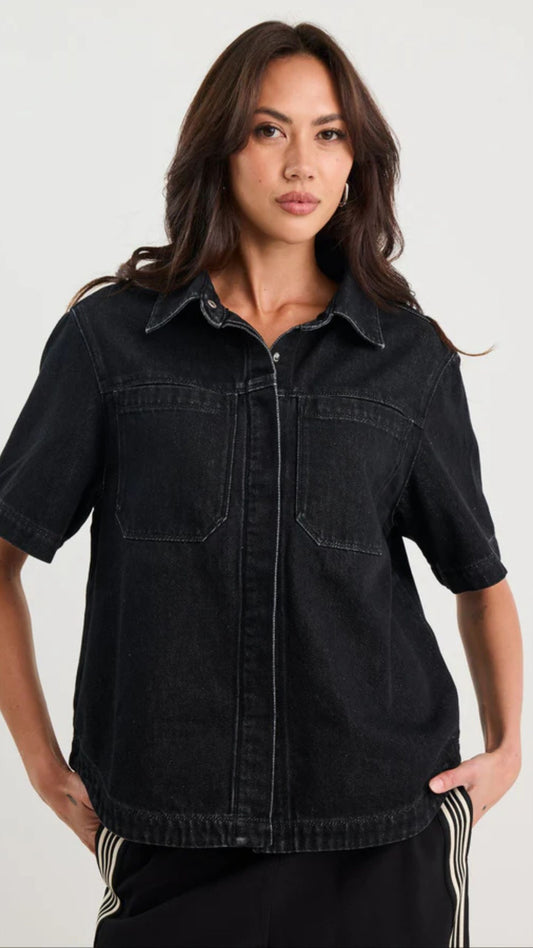 Crucial Denim Short Sleeve Shacket