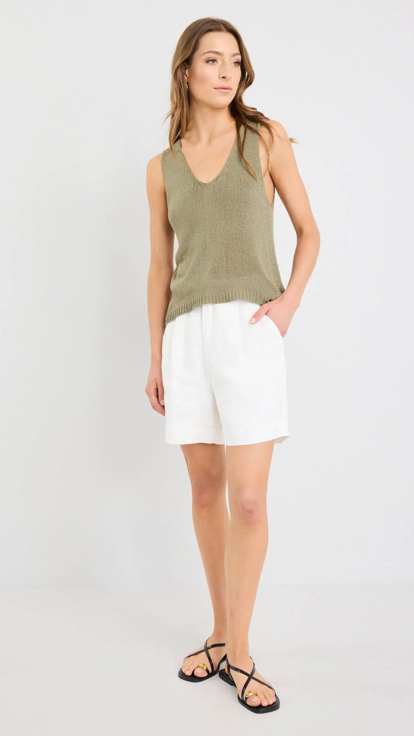 Literal Linen Pleat Front Shorts