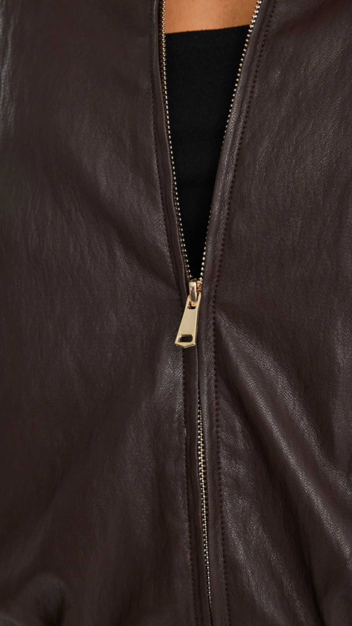 Troupe PU Leather Zip Through Bubble Hem Jacket