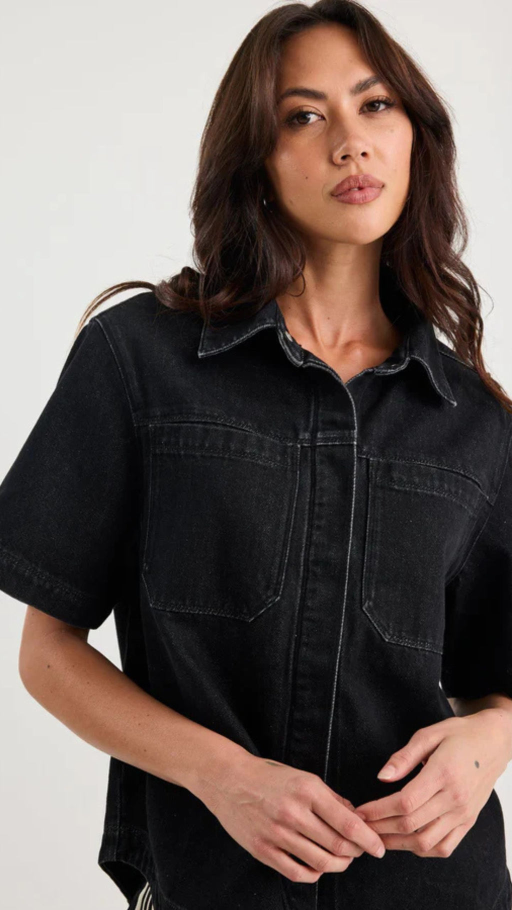 Crucial Denim Short Sleeve Shacket