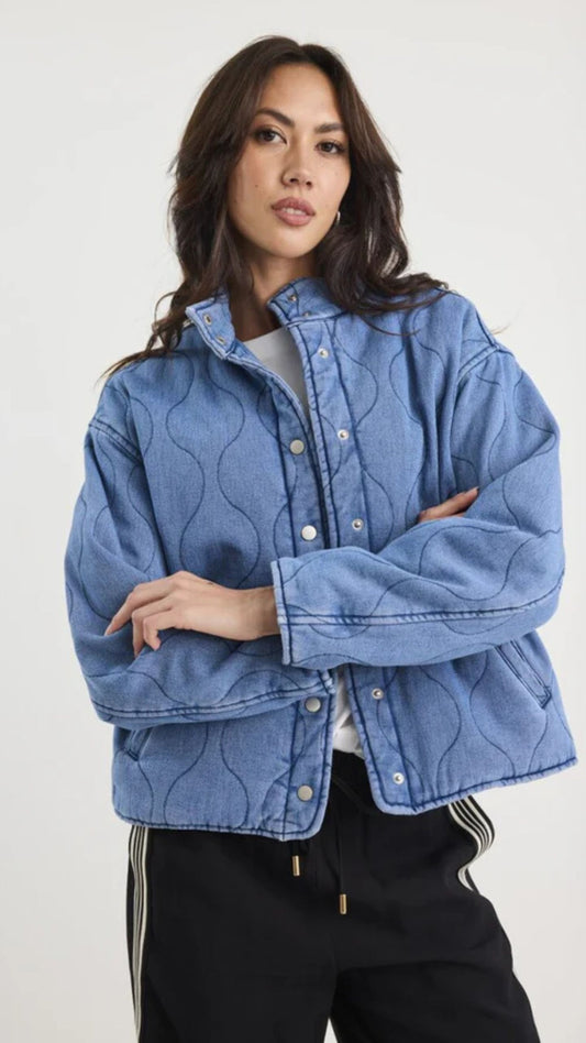 Apex Denim Collared Quilted Jacket