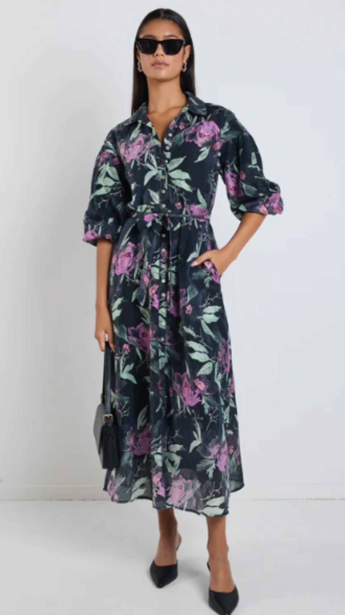 Studio Floral Midi Shirt Dress