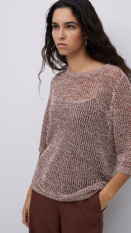 Terracotta Openwork Jumper
