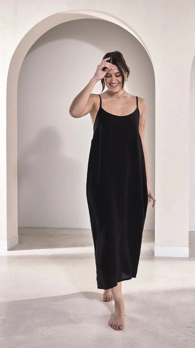 Midi Linen Slip Dress