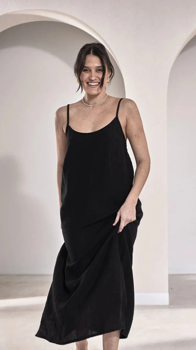 Midi Linen Slip Dress