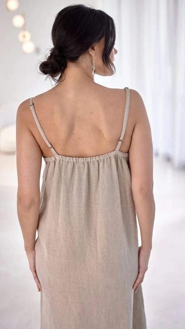 Midi Linen Slip Dress