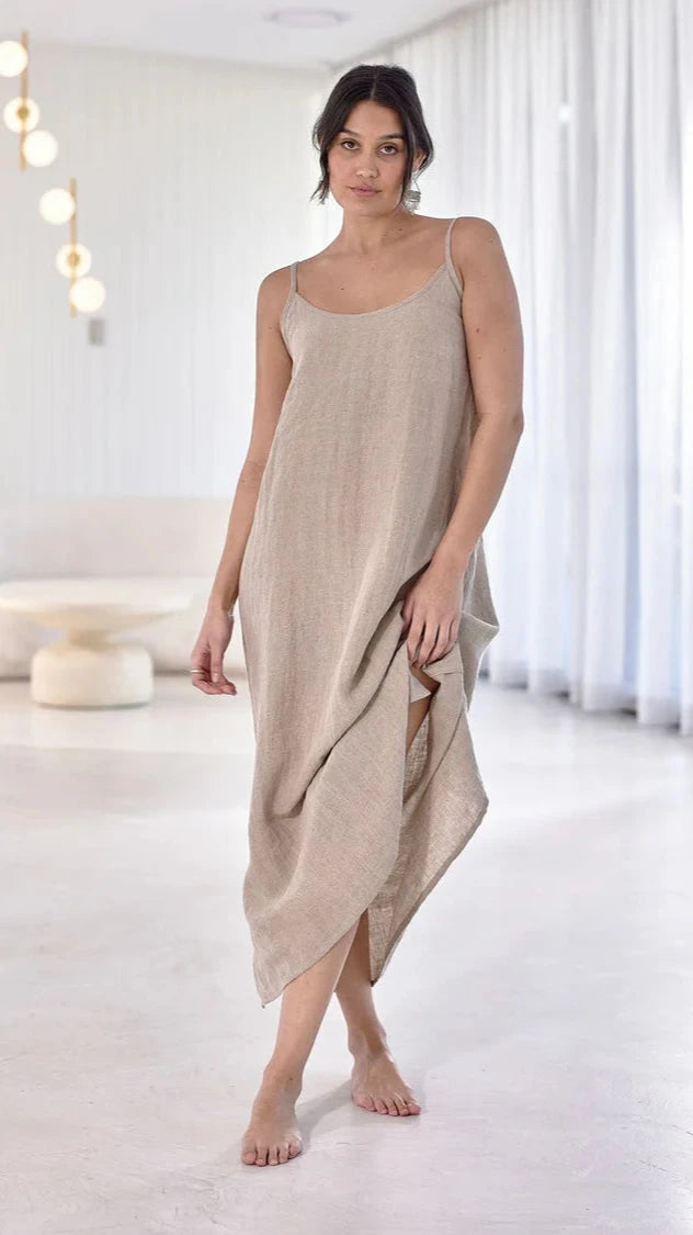Midi Linen Slip Dress