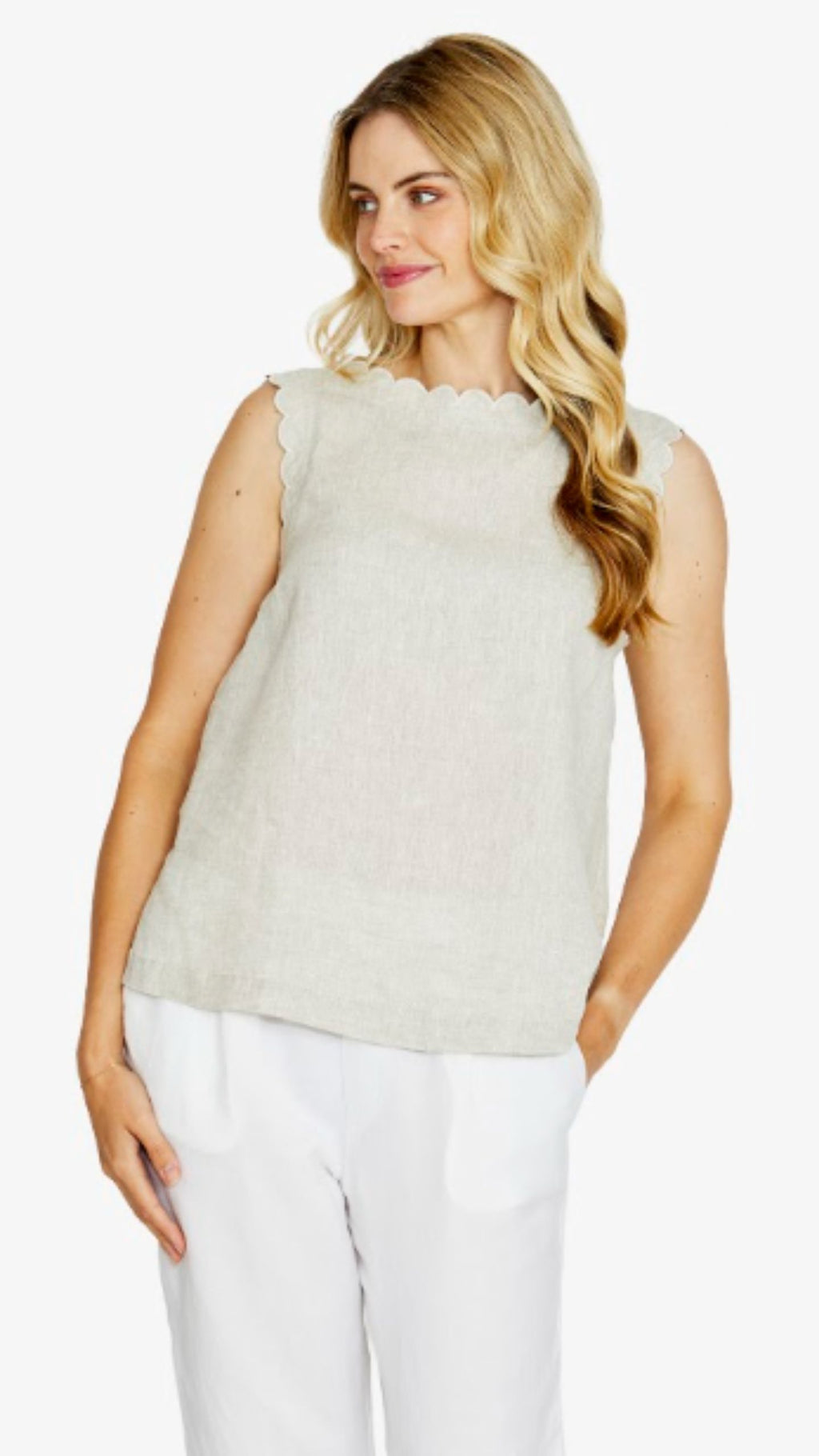 Margie Scallop Linen Vest
