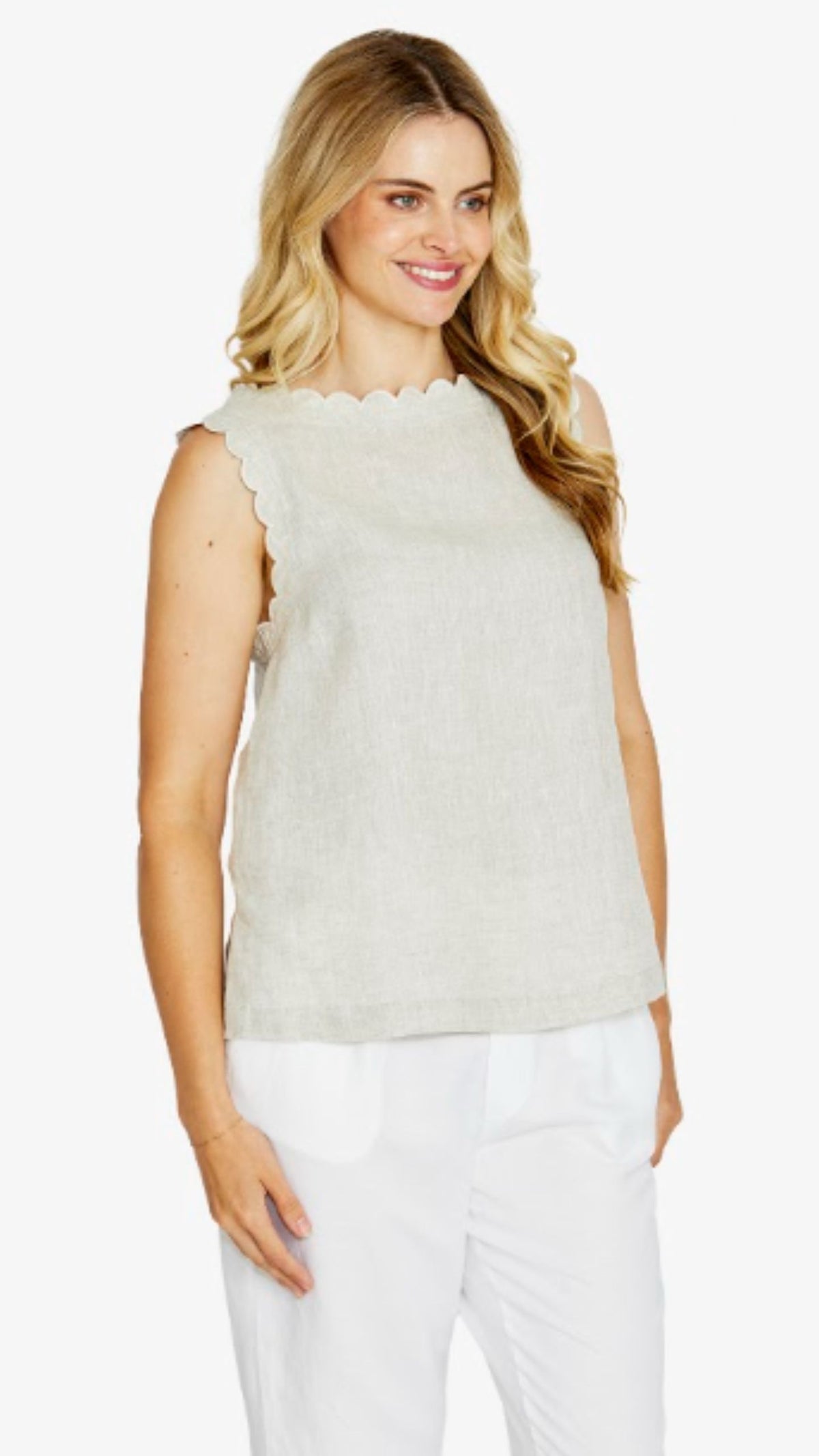 Margie Scallop Linen Vest